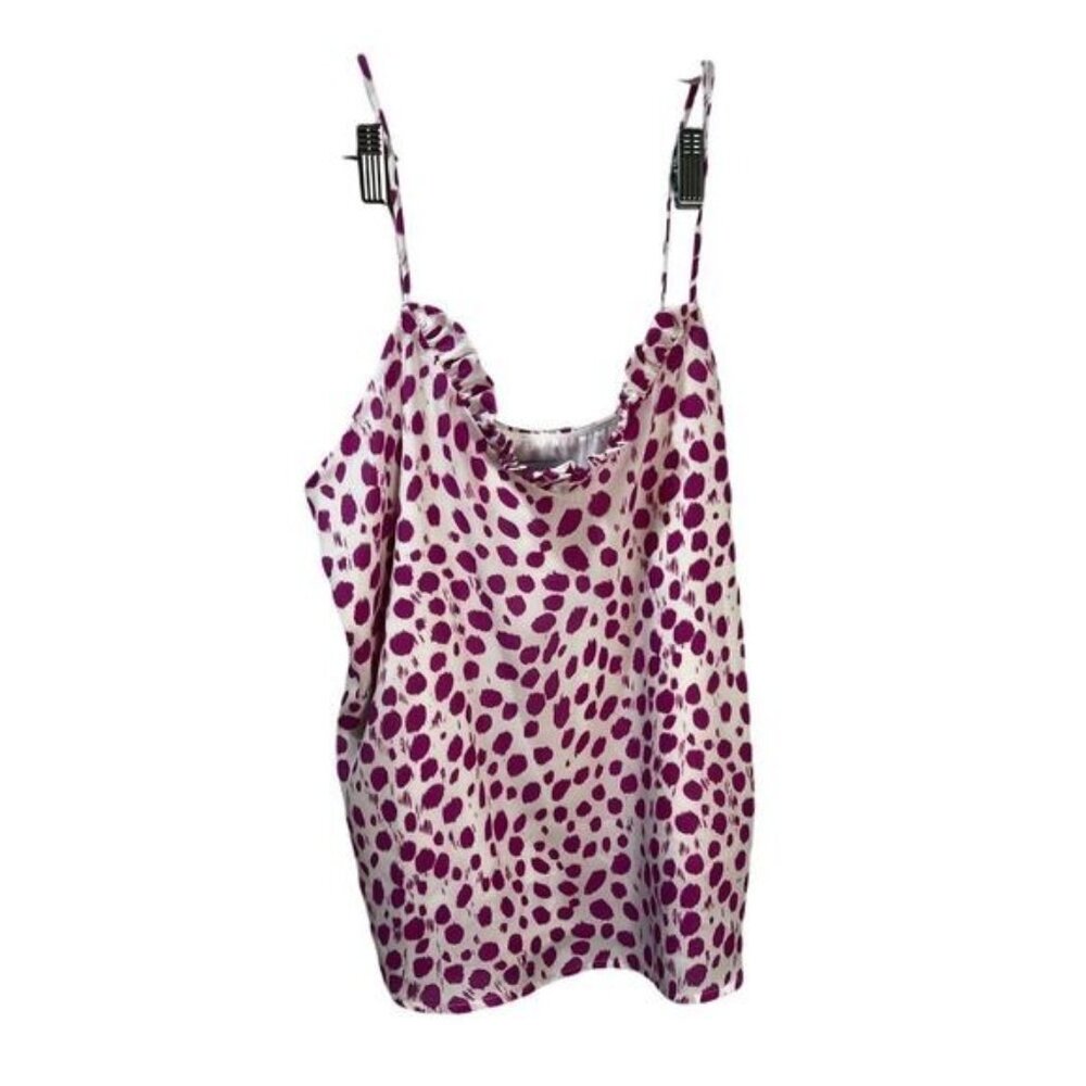 Adrienne Printed‎ Cami Top Lined Pink White Medium